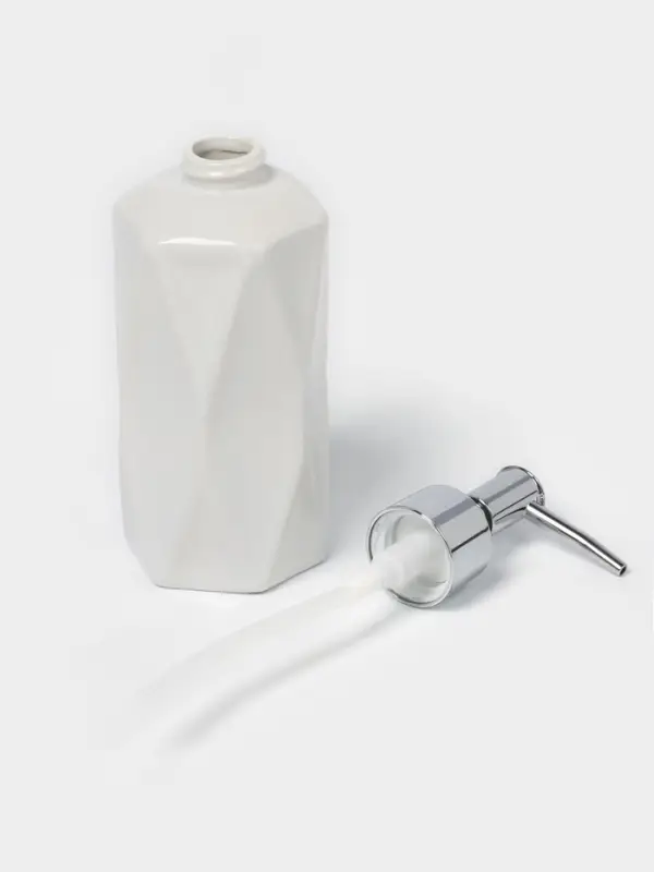 Набор аксессуаров для ванной комнаты Доляна &laquo;Геометрия&raquo;, 4 предмета, дозатор, мыльница, два стакана, белый