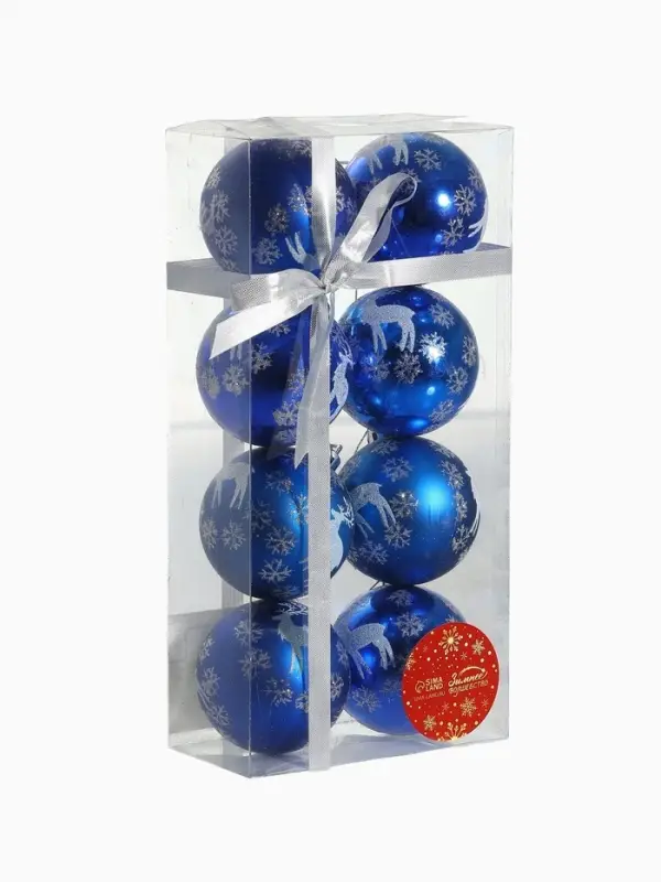 Ёлочные игрушки &laquo;Северный олень&raquo;, шары новогодние, d=6 см, набор 8 шт., синий