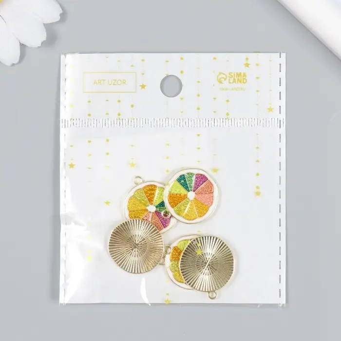 Декор для творчества металл, эмаль  Декор для творчества металл, эмаль "Грейпфрут" 2х2,2 см