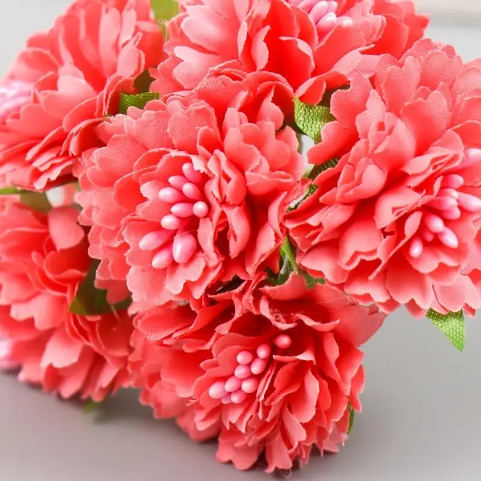 Цветы для декорирования "Астра коралловая" 1 букет=6 цветов 10 см