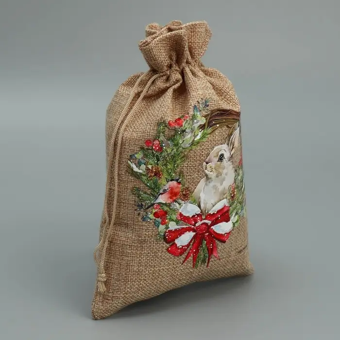 Мешочек подарочный с термонаклейкой «Зайка», 16 х 24 см +/- 1.5 см Мешочек подарочный с термонаклейкой «Зайка», 16 х 24 см +/- 1.5 см