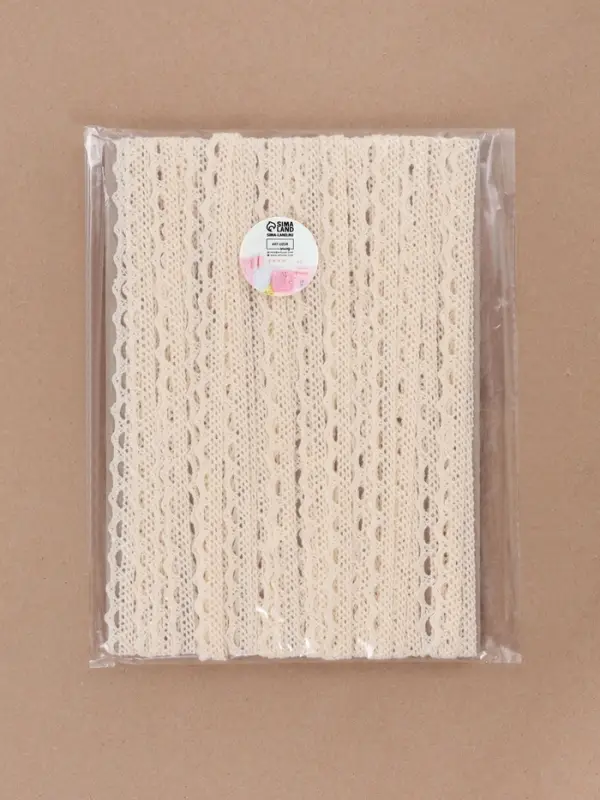 Кружево вязаное, 10 мм, 15&plusmn;1 м, бежевое