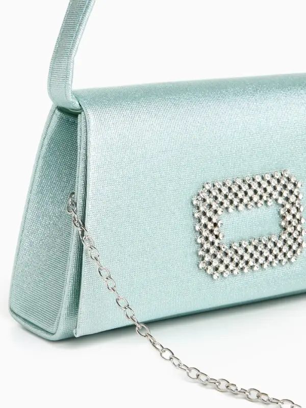 Сумка-клатч женская вечерняя на магните, светло-зелёная