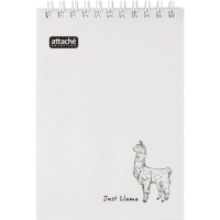 Блокнот А6,80л,кл,греб,карт.обл+УФ-лак Attache Selection LLAMAS белый