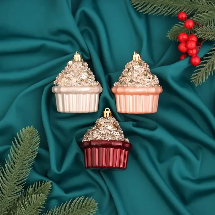 Ёлочные игрушки 3 шт. &laquo;Пирожное Феерия нежность&raquo; 8&times;5.5 см, МИКС