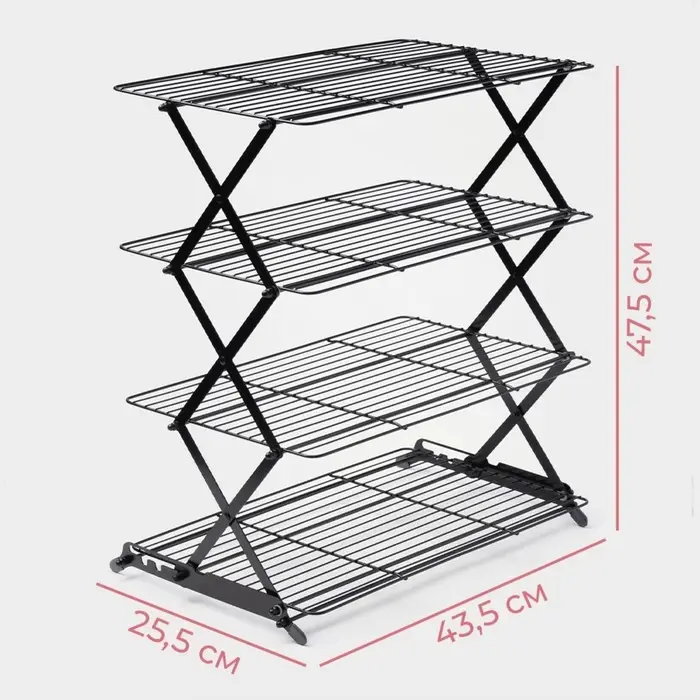 Решётка для глазирования и остывания кондитерских изделий KONFINETTA, 4 яруса, 43.5&times;25.5&times;8 см, чёрная