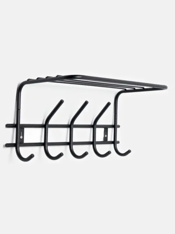 Вешалка настенная с полкой &laquo;Комфорт&raquo;, 5 крючков, чёрная