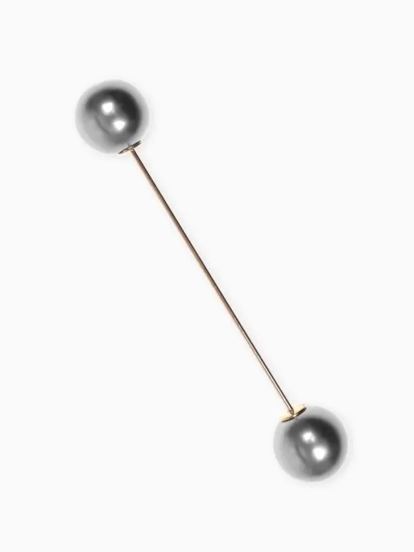 Булавка &laquo;Две жемчужины&raquo;, 7 см, серая в золоте