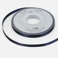 Лента атласная TEIRA, двухсторонняя, 6 мм, 25&plusmn;1 м, тёмно-синяя №330