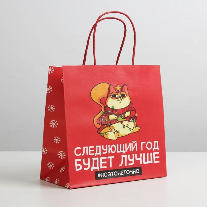 Пакет подарочный новогодний «Следующий год будет лучше», 22 х 22 х 11 см Пакет подарочный новогодний «Следующий год будет лучше», 22 х 22 х 11 см