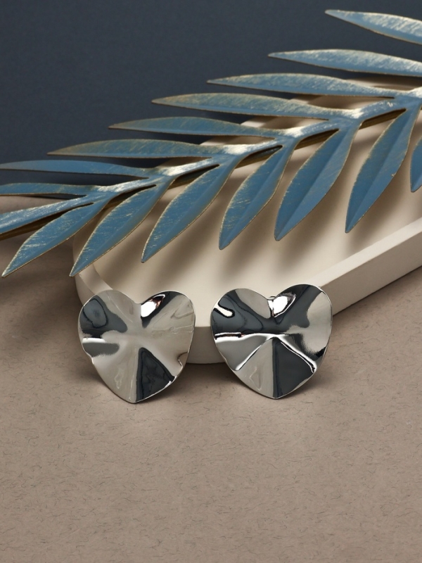 Клипсы «Тренд» сердечко, цвет серебро