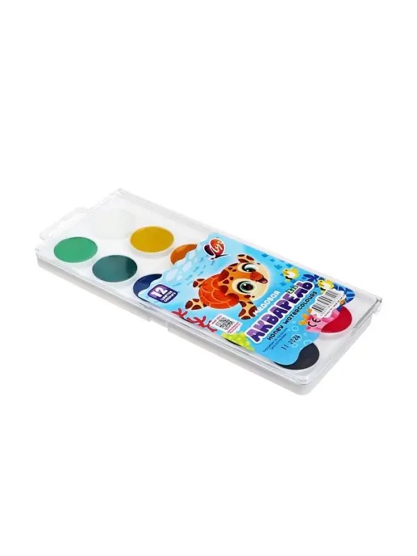 Акварель &laquo;Луч. ZOO&raquo;, 12 цветов, без кисти