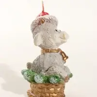 Свеча новогодняя "Овечка в корзинке" 5,5х5,5х10 см, серый