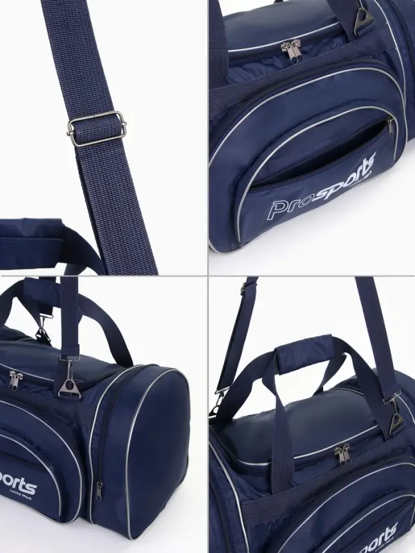 Сумка дорожная на молнии, 4 наружных кармана, длинный ремень, цвет синий Сумка дорожная на молнии, 4 наружных кармана, длинный ремень, цвет синий