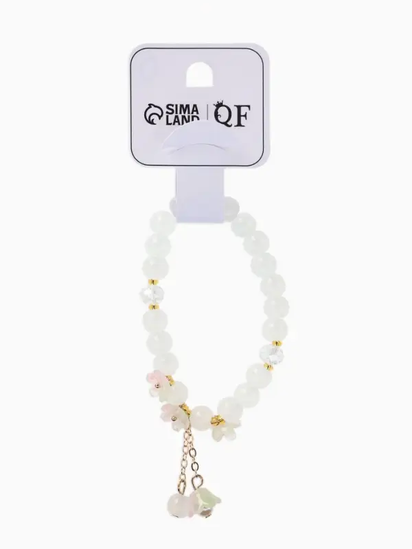 Браслет &laquo;Цветы Незабудки&raquo;, d=6 см, шар №8, белый, розовый