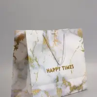 Пакет подарочный "Мрамор" , белый , с бантиком, 43 х 32 х 14 см