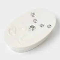 Аксессуары для ванной Доляна &laquo;Стразы. Капельки&raquo;, 4 предмета, дозатор 200 мл, мыльница, 2 стакана, белые