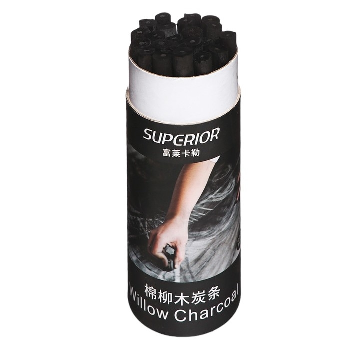 Уголь натуральный 22 штуки, диаметр-7-9мм в картонном тубусе, черный Уголь натуральный 22 штуки, диаметр-7-9мм в картонном тубусе, черный