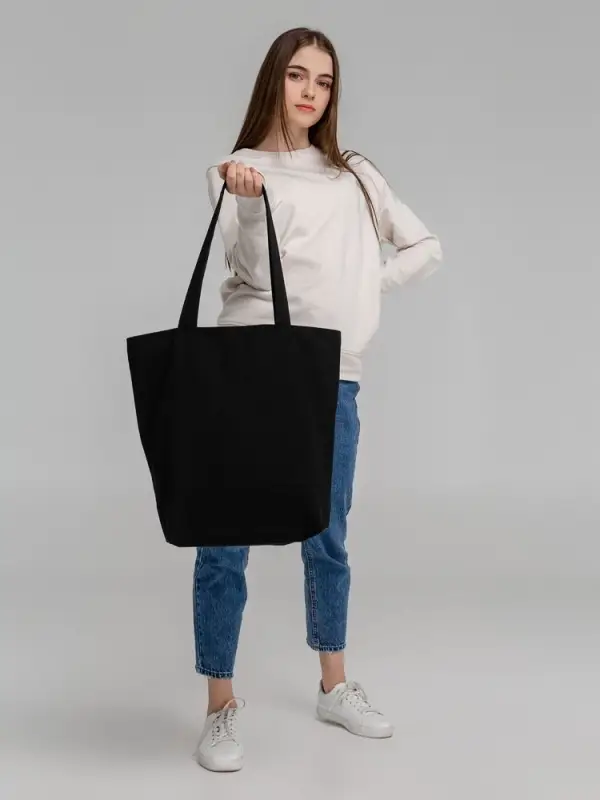 Сумка для покупок на молнии Shopaholic Zip, черная Сумка для покупок на молнии Shopaholic Zip, черная