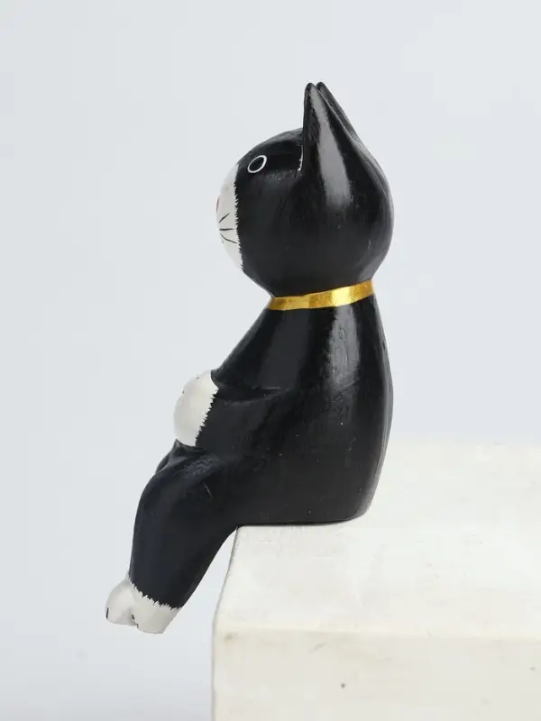 Сувенир &laquo;Кот сидячий&raquo;, 5&times;6&times;15 см, дерево, чёрный