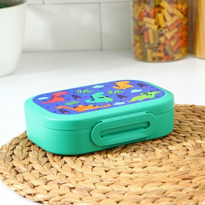 Ланч-бокс с декором, 980 мл, 18×13×5 см, цвет зелёный Ланч-бокс с декором, 980 мл, 18×13×5 см, цвет зелёный