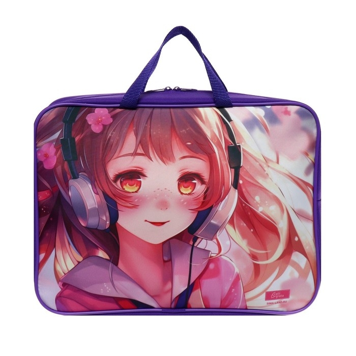 Папка с ручками текстильная А4, 350 х 270 х 100 мм, Calligrata TOP Папка с ручками текстильная А4, 350 х 270 х 100 мм, Calligrata TOP "Аниме музыка"