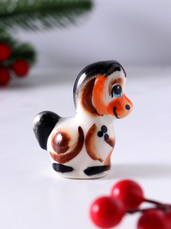 Сувенир Конь Агат, 6,5х5,5х2,5см, гжель, цвет