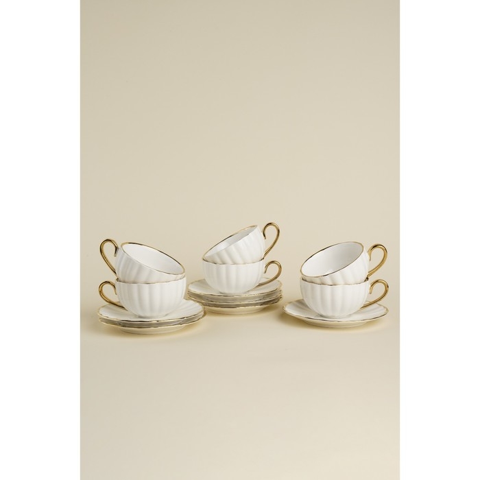 Чайный сервиз SL Home «Гарда», 12 предметов: 6 чашек 200 мл, 6 блюдец d=15 см, цвет белый Чайный сервиз SL Home «Гарда», 12 предметов: 6 чашек 200 мл, 6 блюдец d=15 см, цвет белый
