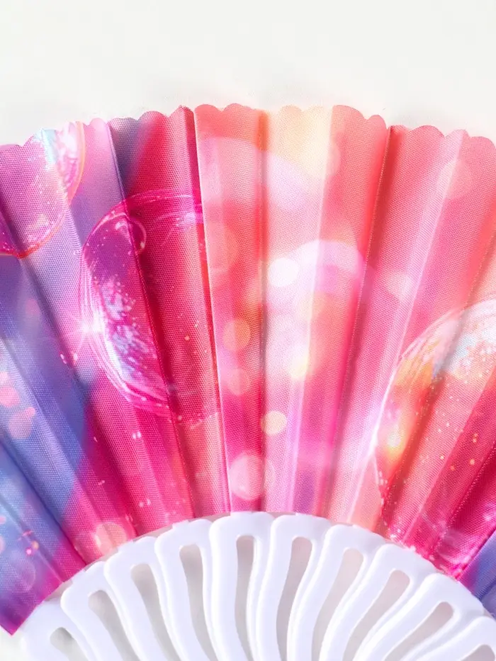 Веер пластик, текстиль "Пузырьки" МИКС 23 см Веер пластик, текстиль "Пузырьки" МИКС 23 см