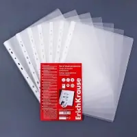 Файл - вкладыш ErichKrause Glossy Clear, А4, 60 мкм, глянцевый, вертикальный, 100 штук