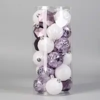 Ёлочные игрушки &laquo;Изабель&raquo; грани, шары новогодние, d=6 см, набор 24 шт., белый/сиреневый