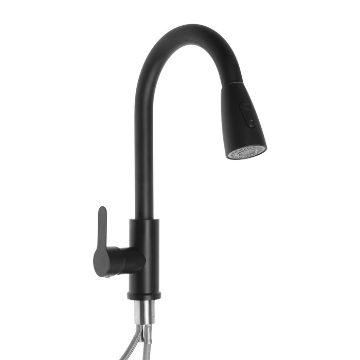 Смеситель для кухни ZEIN Z2941, выдвижная лейка 2 режима, картридж 35мм, нерж. сталь, черный Смеситель для кухни ZEIN Z2941, выдвижная лейка 2 режима, картридж 35мм, нерж. сталь, черный