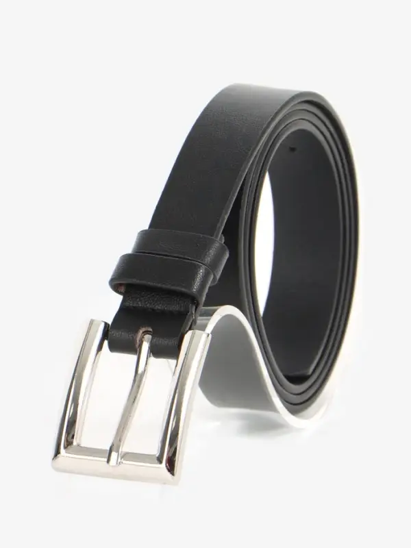 Ремень женский, 110&times;2.3 см, классическая пряжка металл, серебристая, чёрный