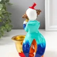 Подсвечник полистоун на 1 свечу "Клоун играет на трубе" яркий разноцветный 17 см