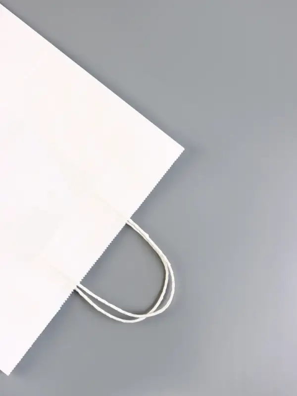 Пакет крафт без печати, белый, круглая ручка 32×18×37 см