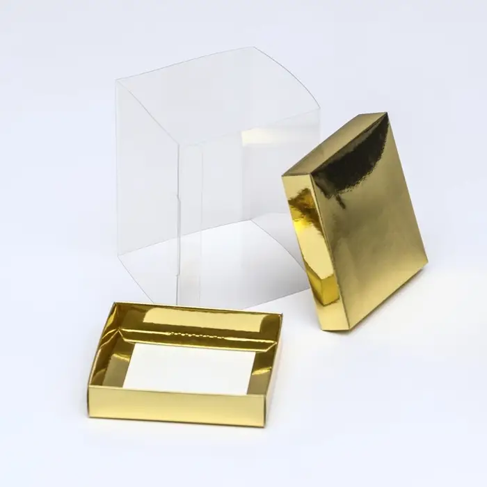 Коробка с PVC Мини &laquo;Золото&raquo; для цветов и подарков, 10&times;10&times;12 см