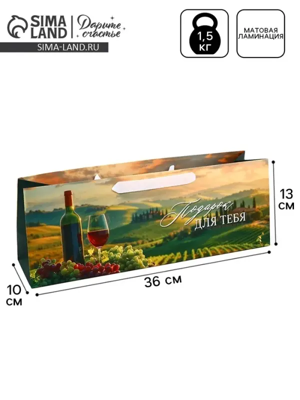 Пакет под бутылку &laquo;Подарок для тебя&raquo;, 36&times;10&times;13 см