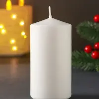 Свеча столб 50х100мм с декором, конь, белая Свеча столб 50х100мм с декором, конь, белая