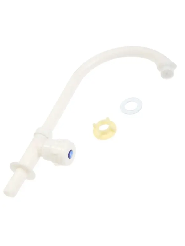 Кран на одну воду ZEIN Z2019, круглая ручка, пластик, высокий R-образный излив, белый