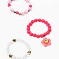 Набор браслетов детский Выбражулька &laquo;Цветок&raquo; 3 шт. d=6 см. бело-розовый
