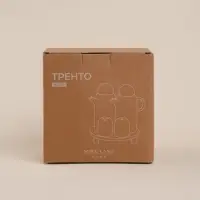 Набор для специй и соусов SL Home &laquo;Тренто&raquo;, 5 предметов, соусник 300 мл, солонка/перечница 60 мл, на деревянной подставке, фарфор, белый