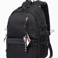 Рюкзак школьный, однотонный, 2 отделения, 5 карманов, 30&times;14&times;45 см, чёрный