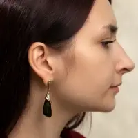 Серьги акрил &laquo;Капля каллы&raquo;, зелёные в золоте