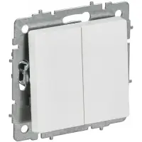 BRITE Выключатель 2-клавишный 10А ВС10-2-0-БрАБ арктический белый IEK