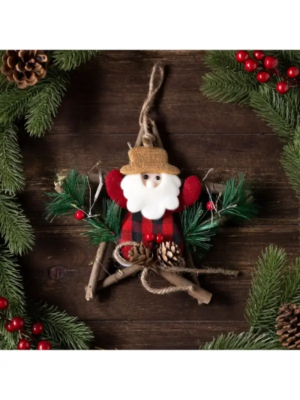 Светодиодная фигура &laquo;Звезда с Дедом Морозом&raquo; 19 см, пластик, от батареек CR2032&times;2, свечение тёплое белое