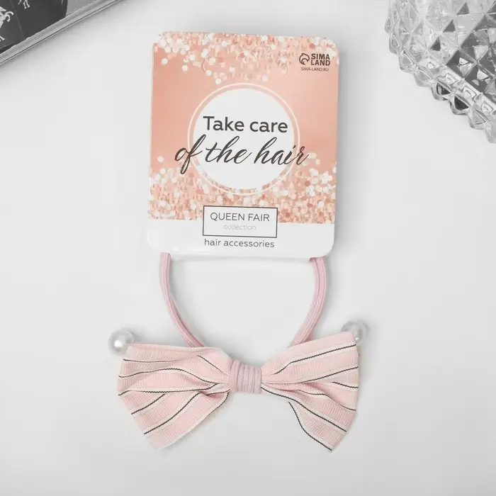 Резинка для волос «Миа», бантик полосы, 5 см, МИКС