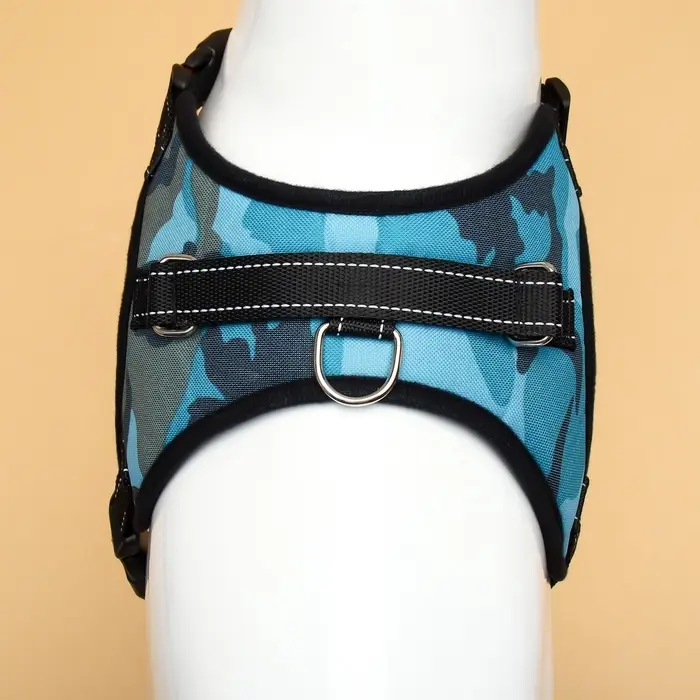 Шлейка К7, размер XL, ОГ 74-92 см, вес 28-47.5 кг, мягкая, светоотражающая, голубая