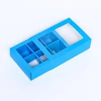 Коробка для 6 конфет, голубой, 13.7×9.85×3.86 см