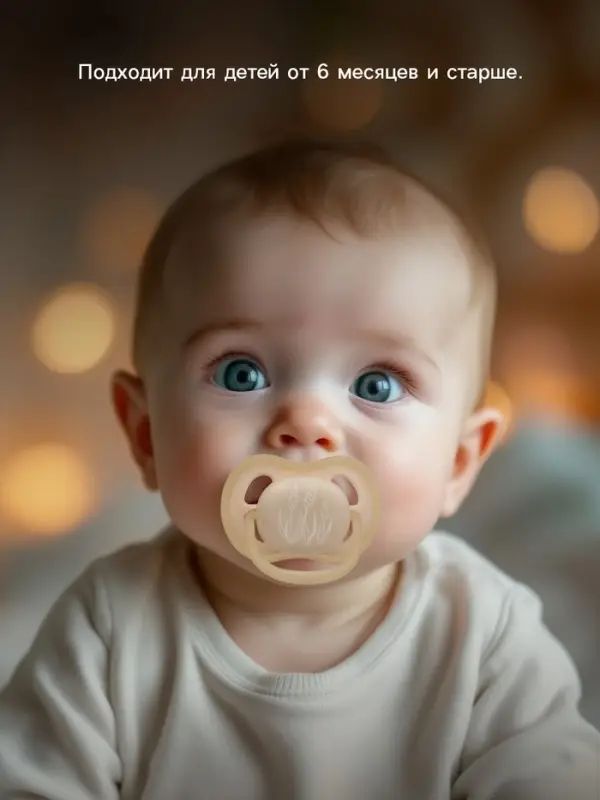 Светящаяся соска-пустышка анатомическая, силикон, от 6 мес., &laquo;Колоски&raquo;, бежевая