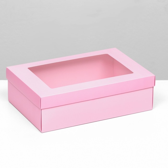 Коробка подарочная складная, упаковка, «Розовая», с окном 30 х 20 х 9 см Коробка подарочная складная, упаковка, «Розовая», с окном 30 х 20 х 9 см